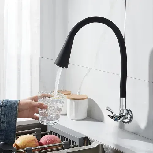 Torneira Gourmet Flexível de Parede - Preta