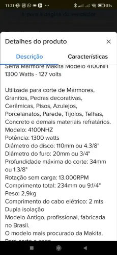 Serra mármore Makita 