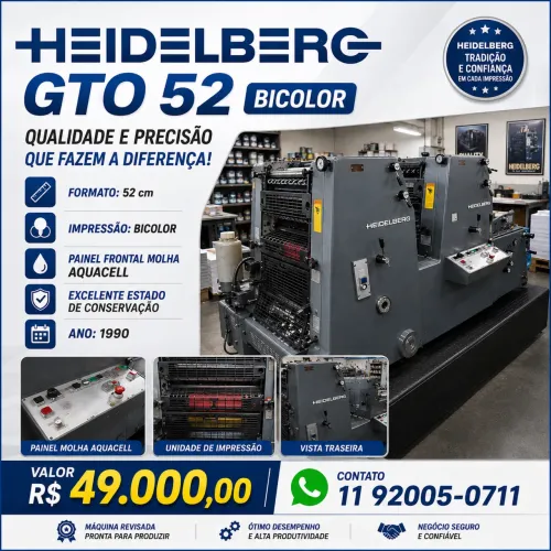 Heidelberg Gto 52 bicolor painel molha aquacell