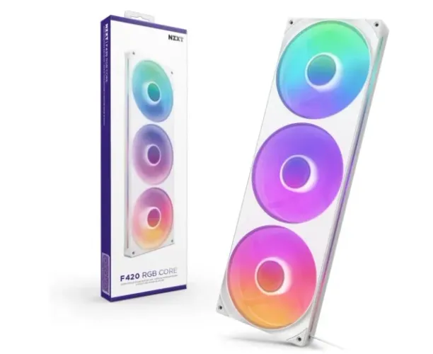 Fan Gamer NZXT F420 RGB Core 3x140mm Branco PWM RF-U42HF-W1 - Novo Lacrado