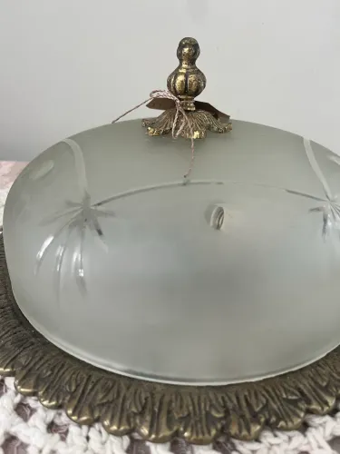 Lustre paflon bronze para duas lâmpadas 26cm