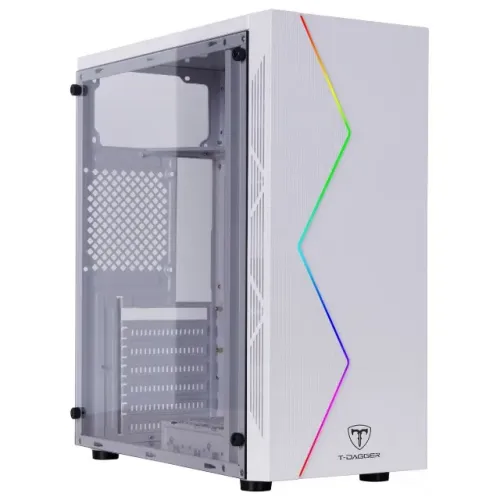 Gabinete Gamer T-Dagger P03W, Mid Tower, RGB, White, ATX, Sem Fonte, Sem Fan, TGC-P03W