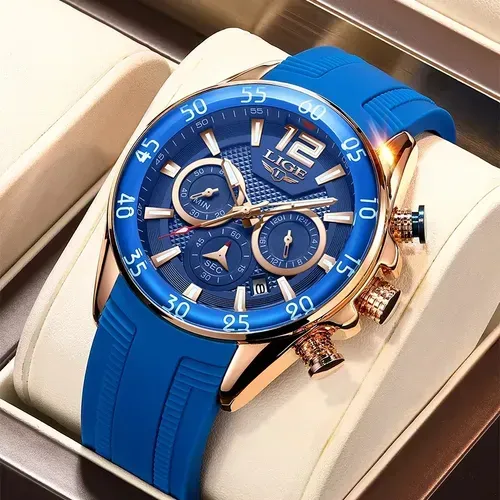 ? Relógio Masculino Azul - Estilo Esportivo com Acabamento Premium