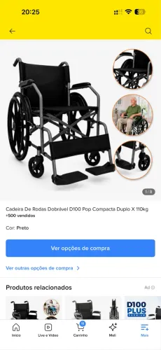 Cadeira de roda 20 dias de uso