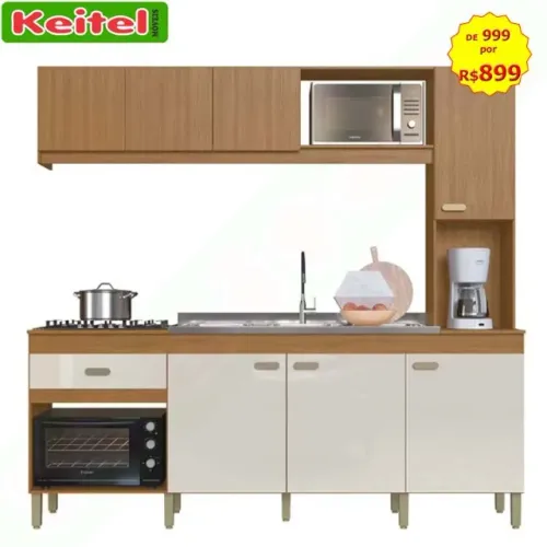 kit Cozinha Compacta Doha Freijó / Off White