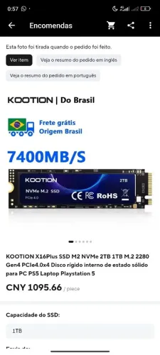 Vendo nvme 1 mil giga