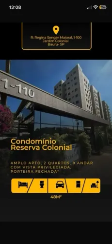 Apartamento para venda tem 48 metros quadrados com 2 quartos em Jardim Colonial - Bauru -