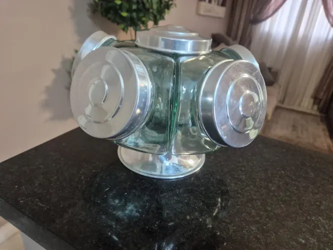 Baleiro de vidro giratório retrô
