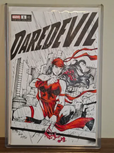 Hq Importada Daredevil # 1 (Blank Cover) c/ arte única da Elektra por Adriano Itaicaba