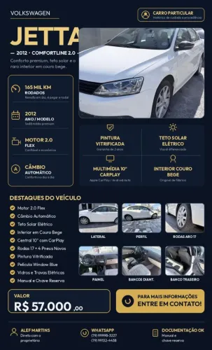 Volkswagen Jetta Comfortline 2.0 T.flex 8V 4P Tipt. 2012