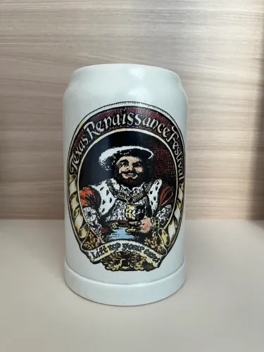 Caneco gigante chopp texas Renaissance festival ?Lift Up Your Cares" - Vintage 1982