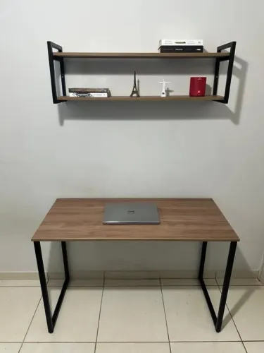Mesa Escrivaninha Office Industrial 100x50cm Mdf Premium Aço