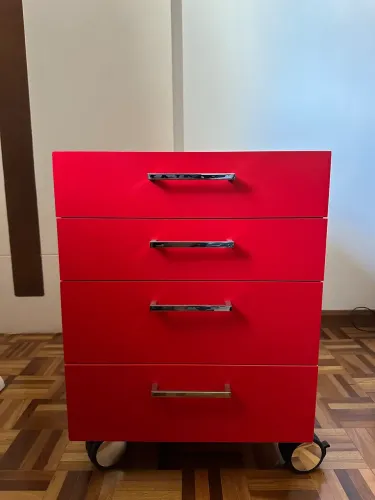 Gaveteiro Organizador Vermelho 4 Gavetas com Rodinhas