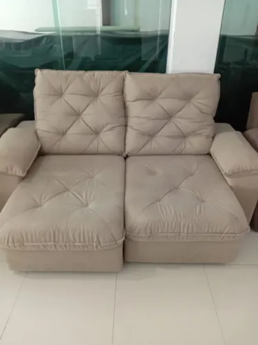 Sofá 3 Lugares Linoforte Luggero Suede Areia Retrátil
