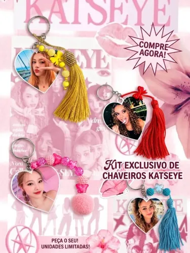 Chaveiro KATSEYE Kpop Coração Personalizado Tassel Miçangas
