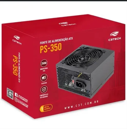 Fonte ATX 350W PS-350BK Preta C3 TECH sem Cabo