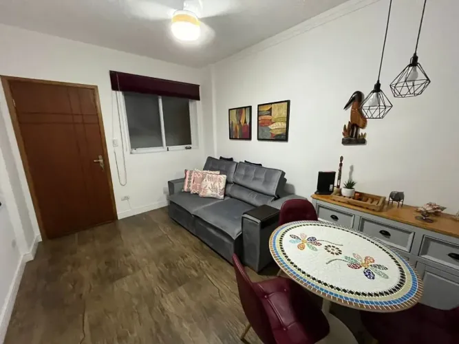 Apartamento Mobiliado Frente para a Praia 1 Dormitório Gonzaga - Santos