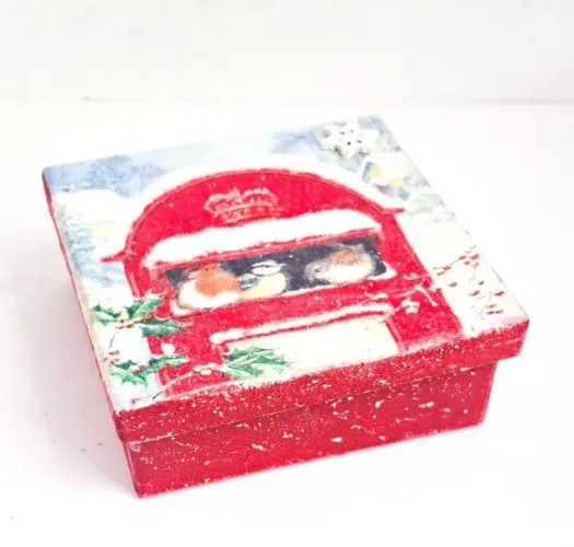 caixa mdf natal passarinhos decoupage