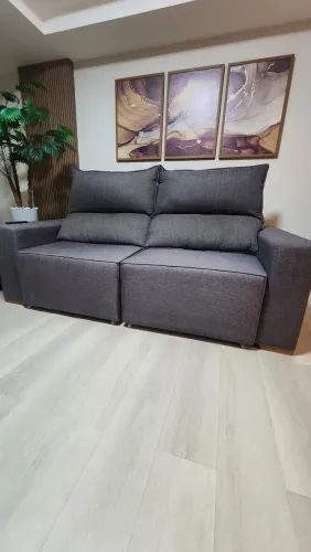 Vendo sofá retrátil e reclinável de 3 lugares no linho , espuma D33 selada