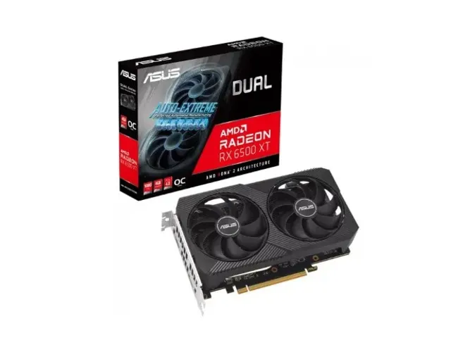 VGA PCI-e AMD Radeon RX6500XT ASUS Dual OC Edition 4GB DDR6 64 bits [DUAL-RX6500XT-O4G-V2]