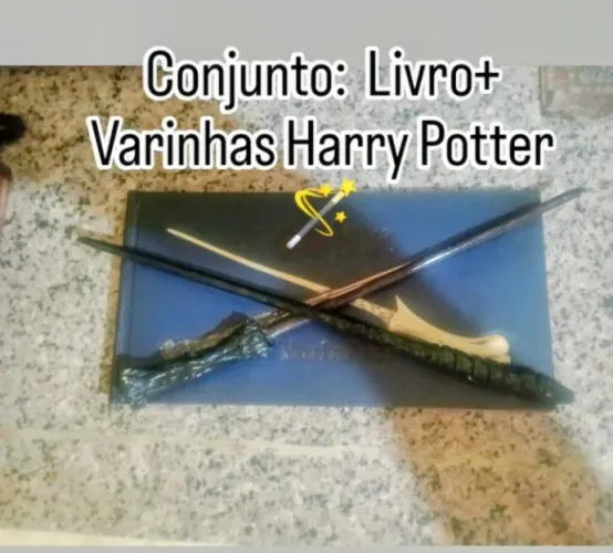 Kit Colecionável Harry Potter - Livro + 2 Varinhas Decorativas