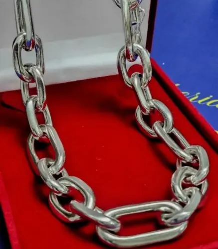 CORDÃO ESTILO CADEADO GROSSO / 215Gr / MACIÇO / 60cm / 14mm
