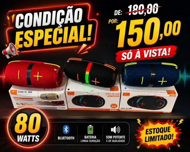 Som BLUETOOTH PORTÁTIL Onprime 80W
