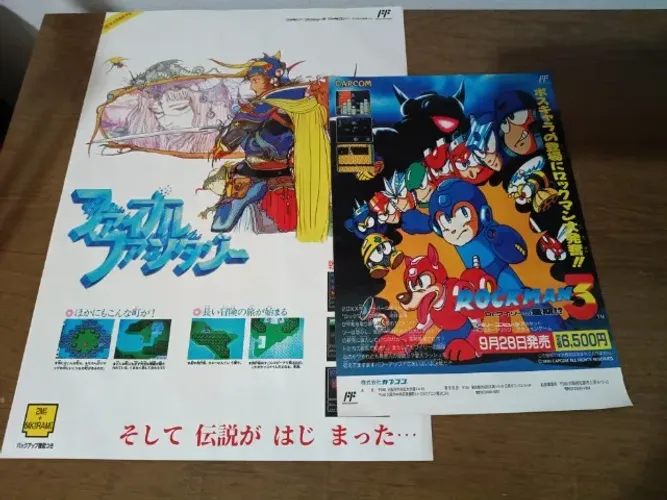kit posters Final Fantasy 1 e Rockman 3 originais em ótimo estado