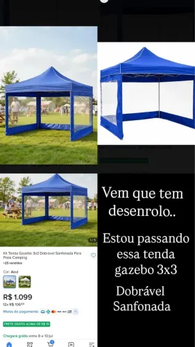Tenda Gazebo sanfonada 3x3