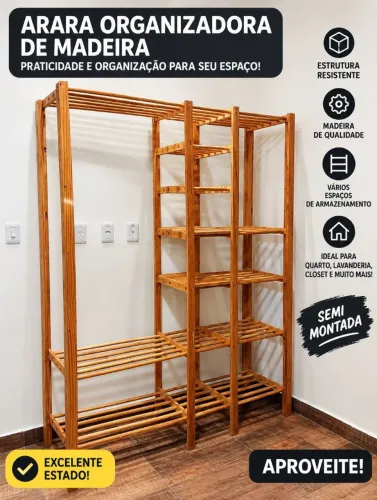 Guarda roupas arara, de madeira