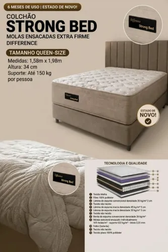 Colchão Strong Bed Difference - Molas Ensacadas - Extra Firme - Queen Size