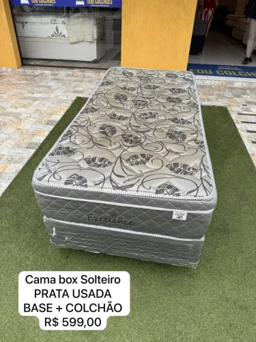 Cama Box Solteiro PRATA USADA - ENTREGO