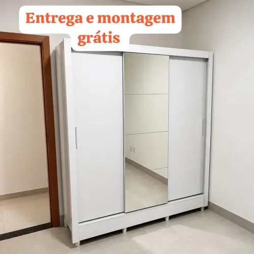 Guarda roupa Clara com espelho - Branco