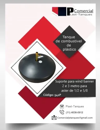 Suporte para wind banner 2 e 3 metro para aster de 1/2 e 5/8