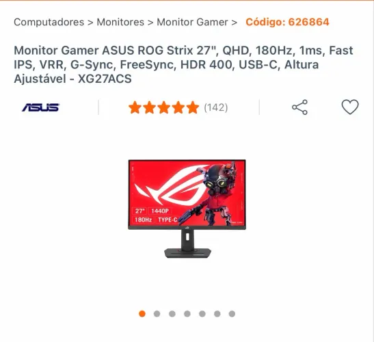 MONITOR QDH 27? 180hz ASUS ROG