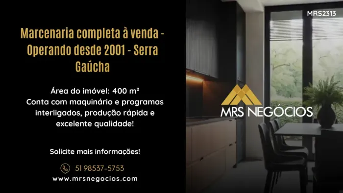 Marcenaria completa à venda - Operando desde 2001 - Serra Gaúcha