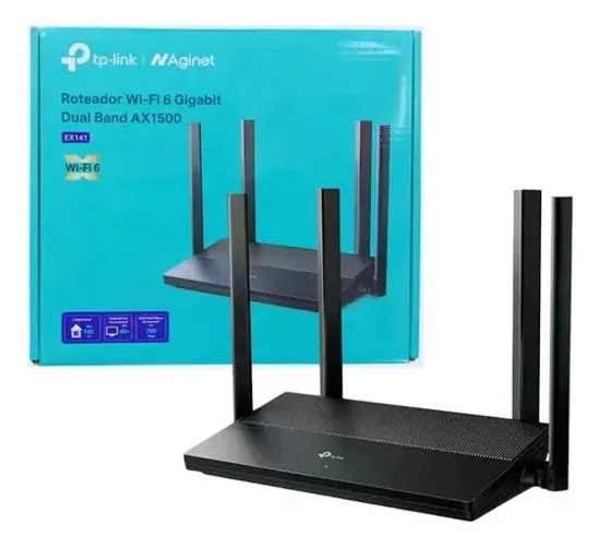 Roteador TP-Link EX141 WI-FI 6 AX1500 Preset Dual Band Gigabit 4 Antenas
