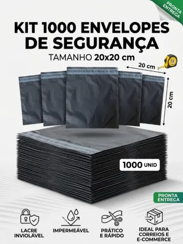 Envelope de segurança 20x20 kit 1.000 peças Cinza , Sedex , Ecommerce temos kit menores