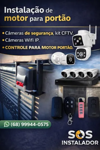 Motor portão , placas, controle, cremalheira, câmeras 360, IP, CFTV