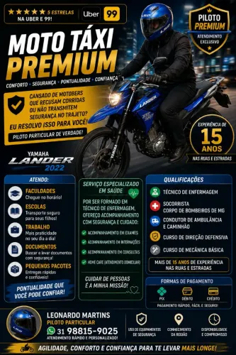 Chegue ao seu destino ou ao seu exame/consulta com segurança, conforto e tranquilidade!
