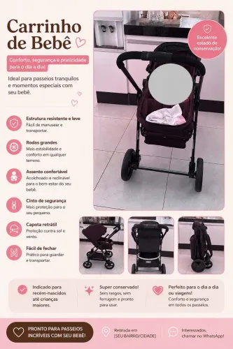 Carrinho de Bebê Reversível Galzerano Olympus - até 15kg
