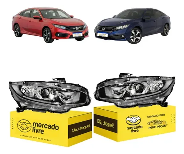 Par Farol Honda Civic G10 2017 2018 2019 2020 2021 Ambos Lados