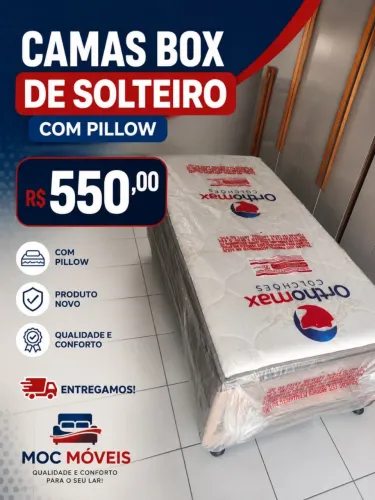 CAMAS BOX DE SOLTEIRO COM PILLOW NOVAS