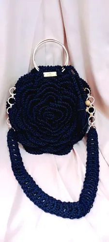 Bolsa de crochê mega rosa luxo