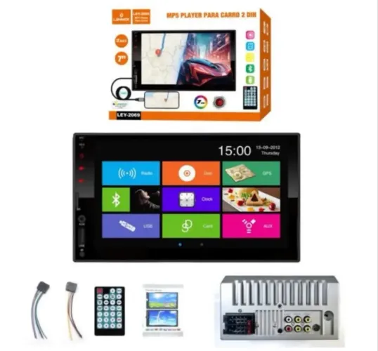 Multimídia Player Rádio Mp5 Fm Entrada Aux Bluetooth 2 Din Ley-2069 Lehmox Carro 