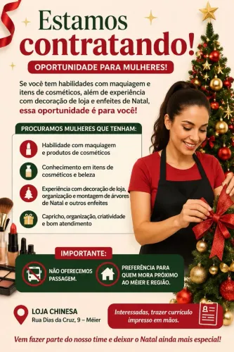 Vaga atendente de loja feminina