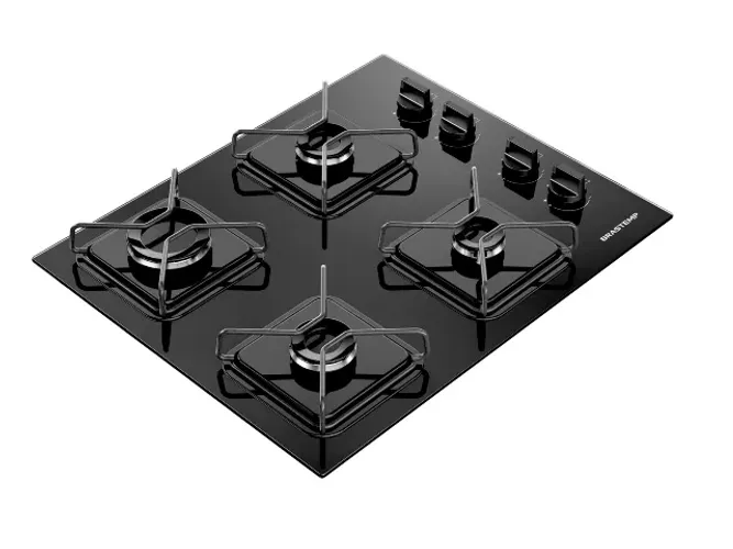 Cooktop 4 Bocas a Gás Automático Vidro Preto Bivolt - Brastemp