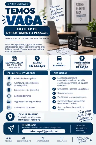 AUXILIAR DE DEPARTAMENTO PESSOAL
