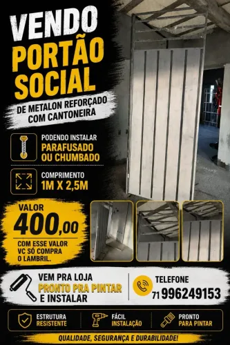 Portão SOCIAL COM 1M X 2,5 METALON