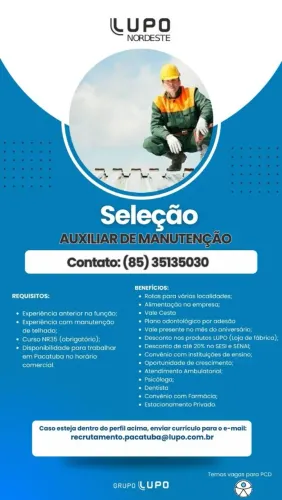 Auxiliar de manutenção e mecânico de máquina de costura